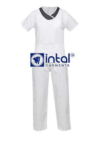 SCRUBSUIT 14 Standard Mock Wrap Lhacose Polycotton Regular 4-Pocket Pants Unisex Scrubs  White & Charcoal Grey