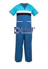 Scrub Suit High Quality Medical Doctor Nurse Scrubsuit Jogger 4 Pocket Pants Unisex Scrubs 03H Sapphire Blue-Aqua Blue