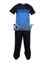 Scrub Suit High Quality Medical Doctor Nurse Scrubsuit Jogger Pants Unisex Scrubs 04J Azure Blue-Midnight Blue