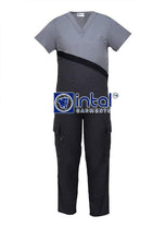 Scrub Suit High Quality Medical Doctor Nurse Scrubsuit Cargo 6 Pocket Pants Unisex Scrubs 15A Charcoal Light Grey