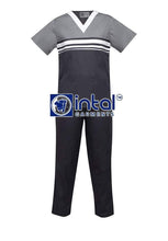 Scrub Suit High Quality Medical Doctor Nurse Scrubsuit Jogger 4 Pocket Pants Unisex Scrubs 03J Charcoal Grey-Light Grey
