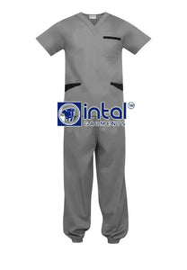 Scrub Suit High Quality Medical Doctor Nurse Scrubsuit Regular/Jogger 4 Pocket Pants Unisex Scrubs 01B Light Grey-Black