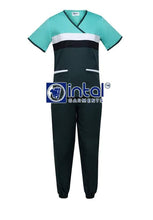 Scrub Suit High Quality Medical Doctor Nurse Scrubsuit Jogger Pants Unisex Scrubs 04H Forest Green-Mint Green