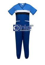 Scrub Suit High Quality Medical Doctor Nurse Scrubsuit Jogger Pants Unisex Scrubs 04H Admiral Blue-Azure Blue