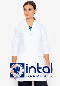 WHITE LAB GOWN LONG SLEEVE MEDICAL UNIFORM for DOCTOR NURSE Lacoste Cotton by INTAL GARMENTS