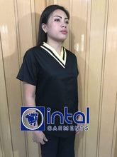SCRUB SUITS High Quality SS_01C Polycotton by INTAL GARMENTS Color Black - Corn Yellow