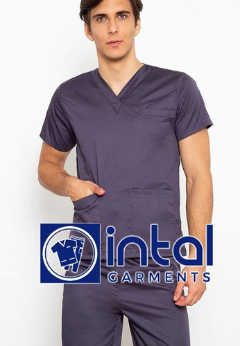 SCRUB SUIT High Quality SS_01A Polycotton by INTAL GARMENTS Color Charcoal Grey