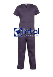 SCRUB SUIT High Quality SS_01A Polycotton by INTAL GARMENTS Color Charcoal Grey
