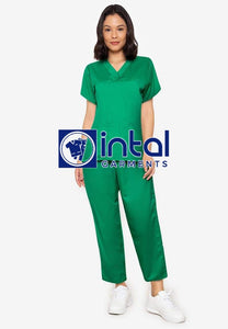 SCRUB SUIT High Quality SS_01A Polycotton by INTAL GARMENTS Color Emerald Green