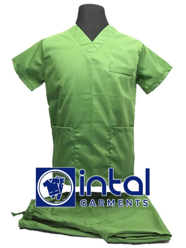 INTAL SCRUBSUIT 01A HIGH QUALITY Classic V-Neck Regular 4 Pocket Pants Unisex Scrubs - FERN GREEN