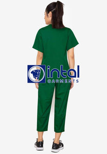 SCRUB SUIT High Quality SS_01A Polycotton by INTAL GARMENTS Color Forest Green