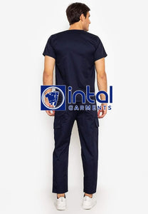 SCRUBSUIT 01A Classic V-Neck Lhacose Polycotton Regular 4-Pocket Pants Unisex Scrubs Midnight Blue