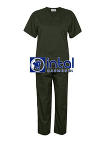 SCRUB SUIT High Quality SS_01A Polycotton by INTAL GARMENTS Color Military Green