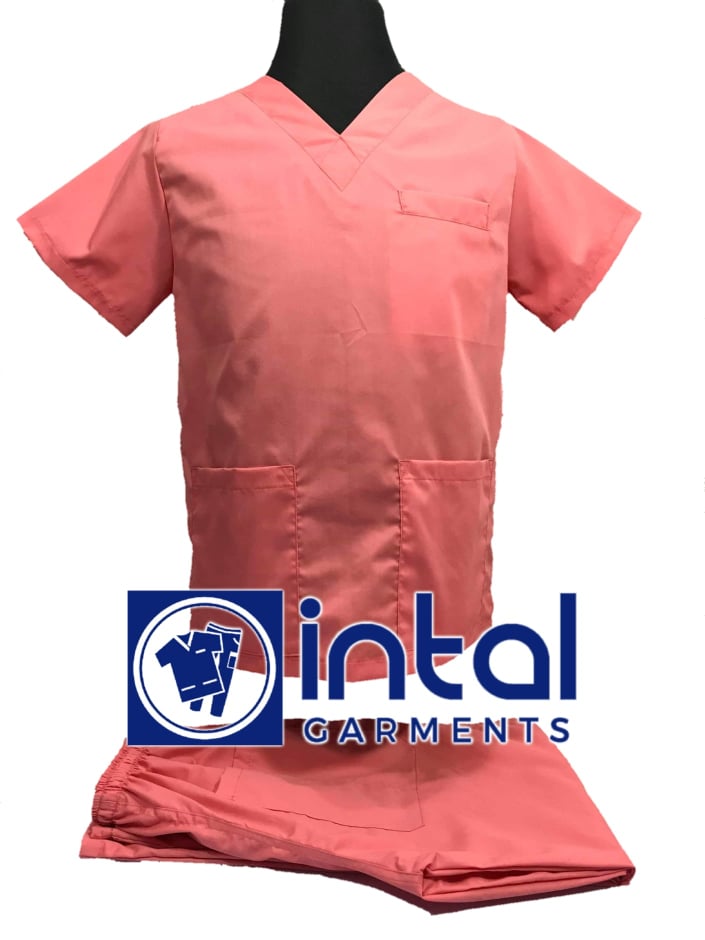SCRUB SUITS High Quality SS_01A Polycotton by INTAL GARMENTS Color Peach