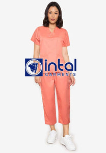 SCRUB SUIT High Quality SS_01A Polycotton by INTAL GARMENTS Color Peach