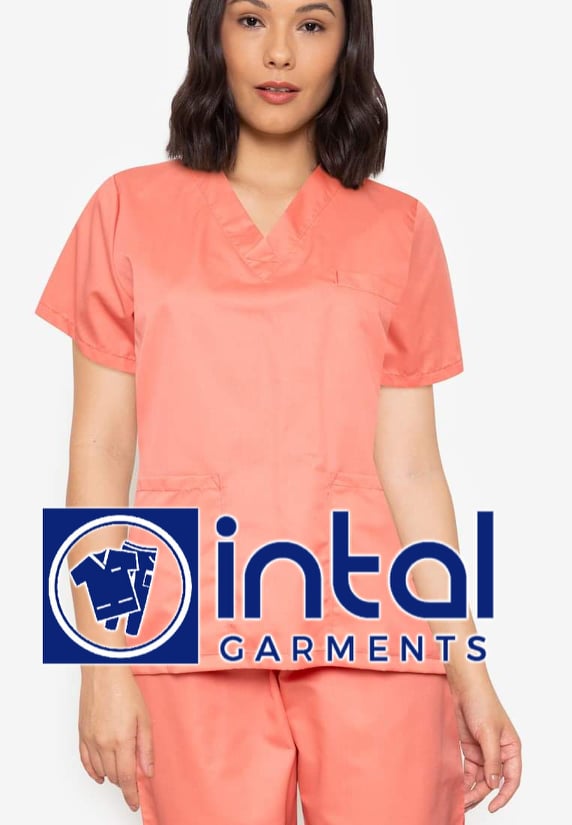 SCRUB SUIT High Quality SS_01A Polycotton by INTAL GARMENTS Color Peach