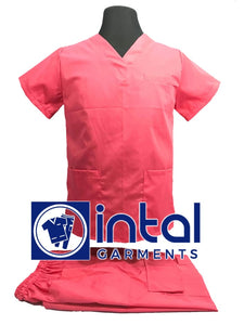 SCRUB SUITS High Quality SS_01A Polycotton by INTAL GARMENTS Color Salmon Pink