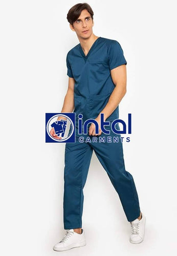 SCRUB SUIT High Quality SS_01A Polycotton by INTAL GARMENTS Color Teal Blue