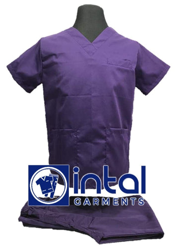 INTAL SCRUBSUIT 01A HIGH QUALITY Classic V-Neck Regular 4 Pocket Pants Unisex Scrubs - VIOLET