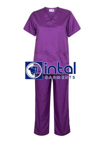 SCRUB SUIT High Quality SS_01A Polycotton by INTAL GARMENTS Color Violet