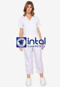SCRUB SUIT High Quality SS_01A Polycotton by INTAL GARMENTS Color White