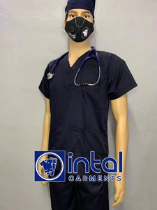 SCRUB SUIT High Quality SS_01A Polycotton by INTAL GARMENTS Color Midnight Blue