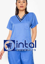 SCRUB SUIT High Quality SS_01C Polycotton by INTAL GARMENTS Color Azure Blue - Midnight Blue