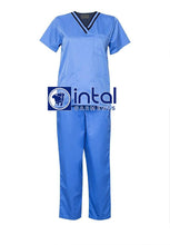 SCRUB SUIT High Quality SS_01C Polycotton by INTAL GARMENTS Color Azure Blue - Midnight Blue