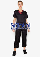 SCRUB SUIT High Quality SS_01C Polycotton by INTAL GARMENTS Color Black - Maroon