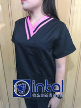 SCRUB SUIT High Quality SS_01C Polycotton by INTAL GARMENTS Color Black - Rose Pink