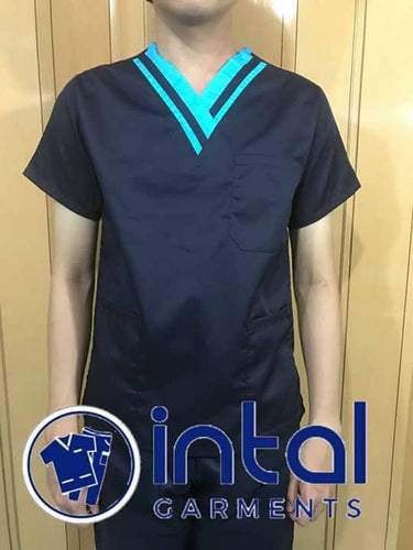 SCRUB SUITS High Quality SS_01C Polycotton by INTAL GARMENTS Color Midnight Blue - Bleu De France