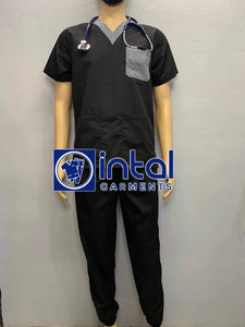 QUALITY SCRUBSUITS Medical Doctor Nurse Uniform REGULAR/JOGGER Set Unisex SS01I Black Light Grey
