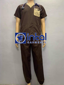 QUALITY SCRUBSUITS Medical Doctor Nurse Uniform REGULAR/JOGGER Set Unisex SS01I Brown Khaki