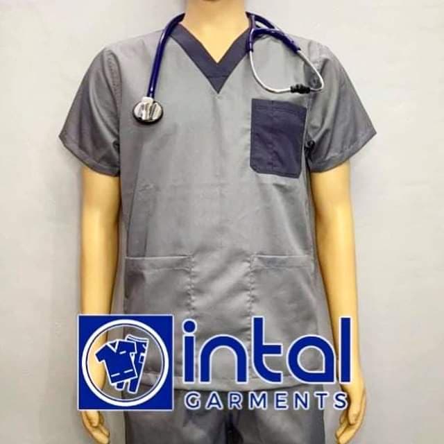 QUALITY SCRUB SUITS Medical Doctor Nurse Uniform REGULAR/JOGGER Pants Set Unisex SS01I Light Grey Charcoal Grey
