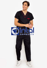 SCRUB SUIT High Quality SS 02 Polycotton by INTAL GARMENTS Color Black and Re