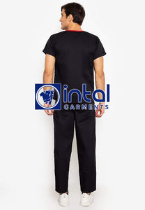 SCRUB SUIT High Quality SS 02 Polycotton by INTAL GARMENTS Color Black and Re