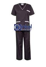 SCRUB SUIT High Quality SS 02 Polycotton by INTAL GARMENTS Color Charcoal Grey - White