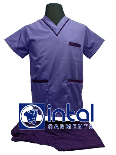 INTAL SCRUBSUIT 02 HIGH QUALITY Classic V-Neck Regular 4 Pocket Pants Unisex Scrubs - LILAC -VIOLET