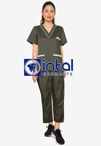 SCRUB SUIT High Quality SS 02 Polycotton by INTAL GARMENTS Color Military Green - Sage Green