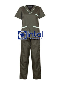 SCRUB SUIT High Quality SS 02 Polycotton by INTAL GARMENTS Color Military Green - Sage Green