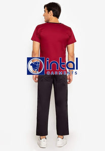 SCRUB SUIT High Quality SS 02 Polycotton by INTAL GARMENTS Color Maroon - Black