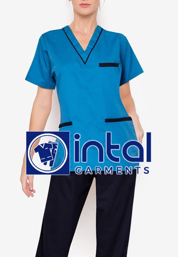 SCRUB SUIT High Quality SS 02 Polycotton by INTAL GARMENTS Color Sapphire Blue - Midnight Blue