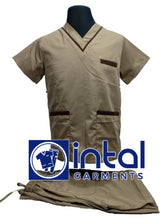 SCRUB SUIT High Quality SS 02 Polycotton by INTAL GARMENTS Color Tortilla Brown - Chocolate Brown