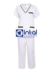 SCRUB SUIT High Quality SS 02 Classic V-Neck Lhacose Polycotton Regular 4-Pocket Pants Unisex Scrubs White and Black