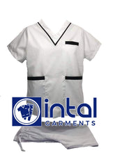 SCRUB SUIT High Quality SS 02 Polycotton by INTAL GARMENTS Color White - Black