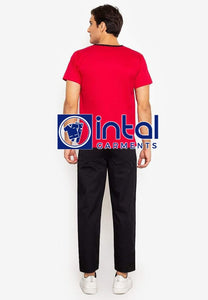 SCRUB SUIT High Quality SS_02A Polycotton by INTAL GARMENTS Color Red - Black