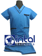 SCRUB SUIT High Quality SS_02A Polycotton by INTAL GARMENTS Color Sapphire Blue - Midnight Blue