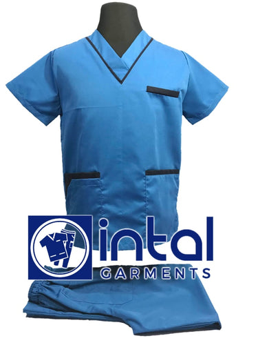 INTAL SCRUBSUIT 02A HIGH QUALITY Classic V-Neck Regular 4 Pocket Pants Unisex Scrubs - SAPPHIRE BLUE - MIDNIGHT BLUE