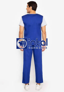 SCRUB SUIT High Quality SS_03C Polycotton by INTAL GARMENTS Color Admiral Blue - Beige