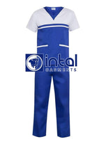 SCRUB SUIT High Quality SS_03C Polycotton by INTAL GARMENTS Color Admiral Blue - Beige